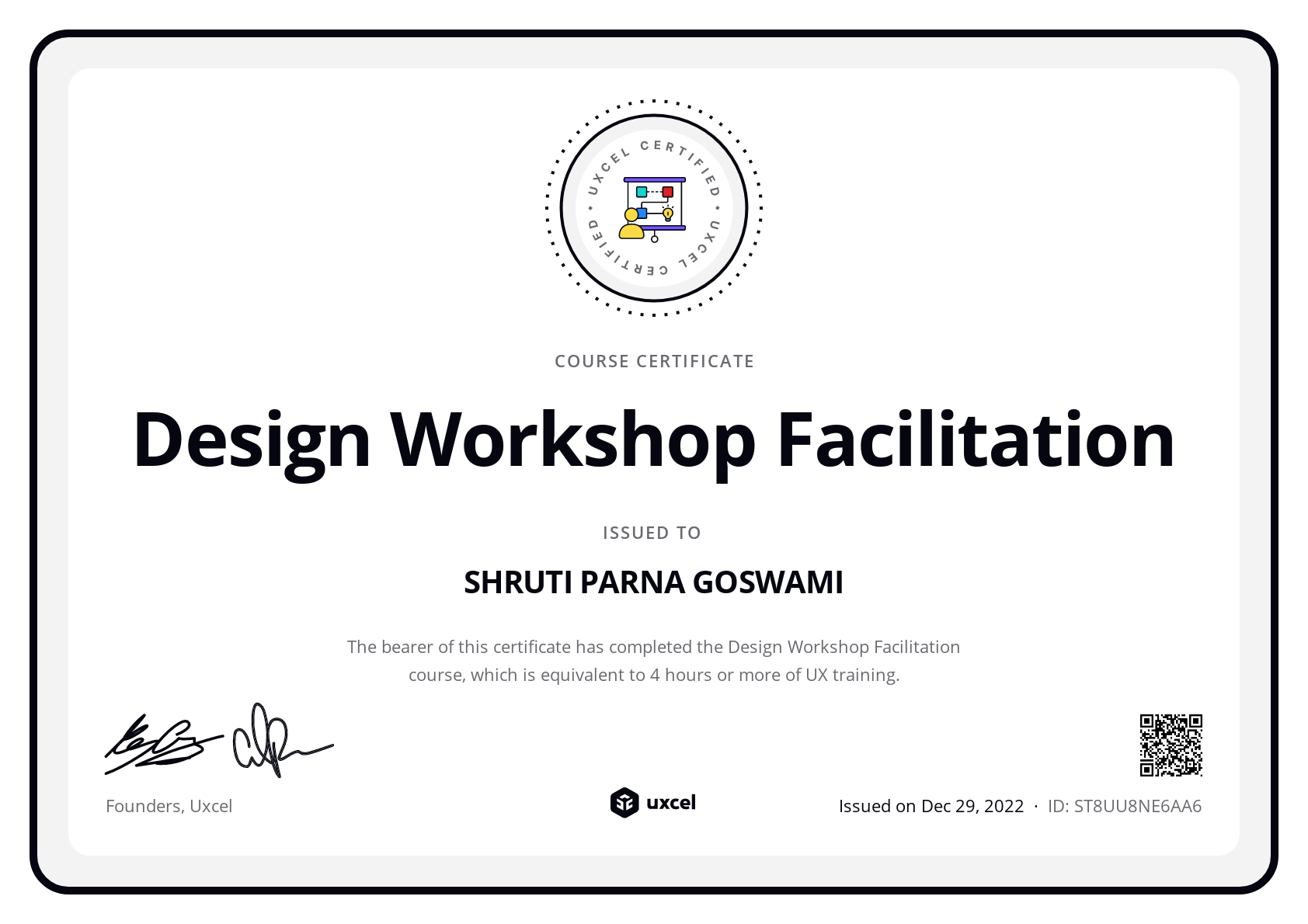 SHRUTI PARNA GOSWAMI's certificate